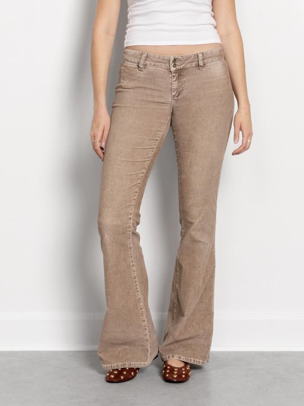 Vintage Brown Corduroy Flare Pants: Low Rise Bell Bottoms, Size 8 / 40 Inch Hips